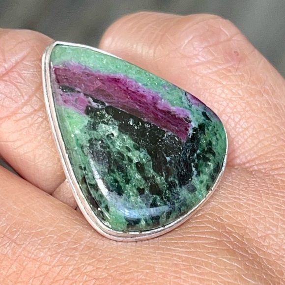 Anyolite Ruby Zoisite Ring Size 7 3/4 - Picture 10 of 16